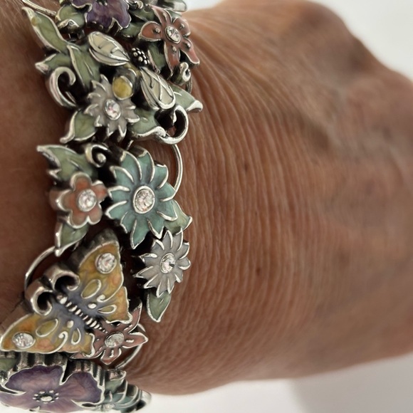 Brighton Jewelry - Brighton Vintage Flutter Paste Enamel Intricate Floral Bracelet- Delightful